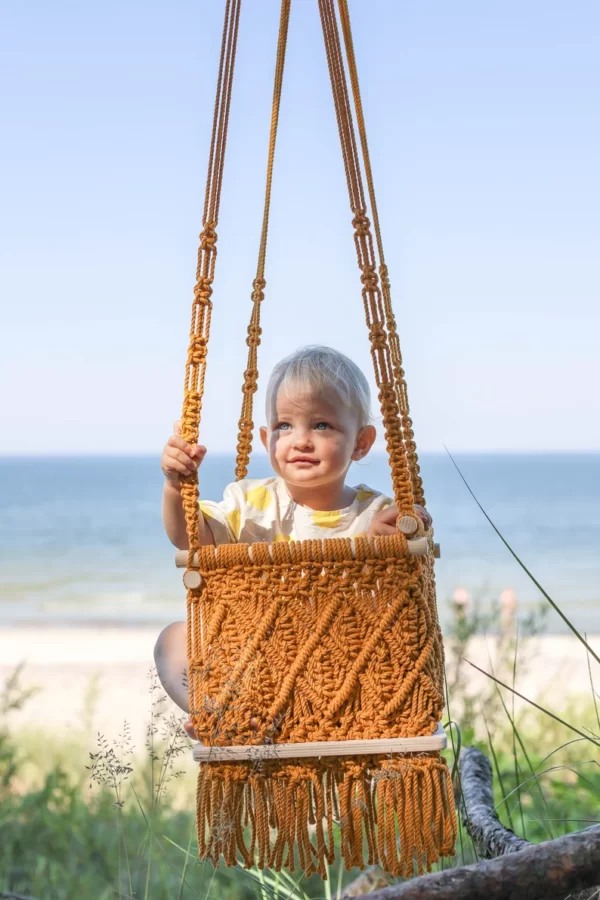 Macrame Hanging Swing for Kids | Baby Swing Indoor/Outdoor