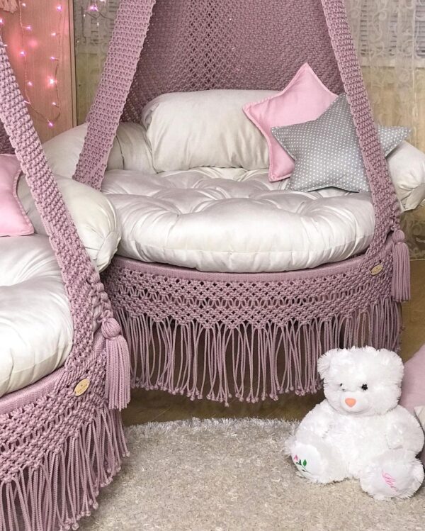 Macrame Swing Hammock Chair for Adults & Kids TOPW13 (Pink)