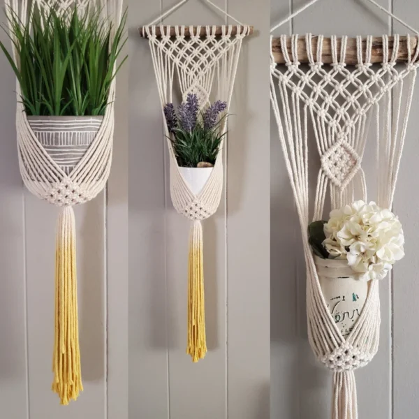 SMALL Clove hitch single plant hanger-Small Macrame wall hanging-home decor