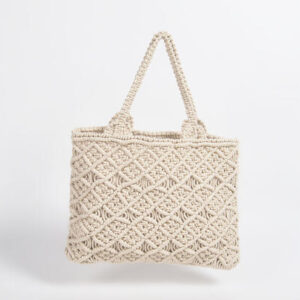 THE TOP KNOTT MACRAME Handmade Straw Bag Travel Beach Fishing Net Handbag Shopping Woven Shoulder Bag for Women – 998