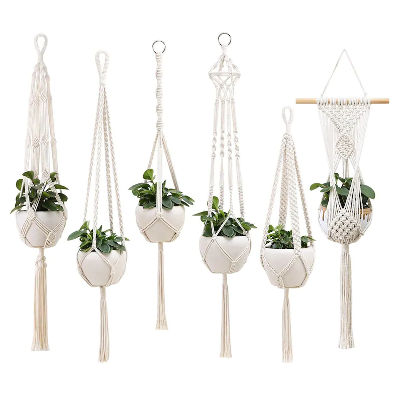 Set of 6 Macrame Plant Hangers, Floating Plant hangers, crochet plant hangers, hanging planters ,Plant Mom Gift, Plant Lover Gift, Vintage