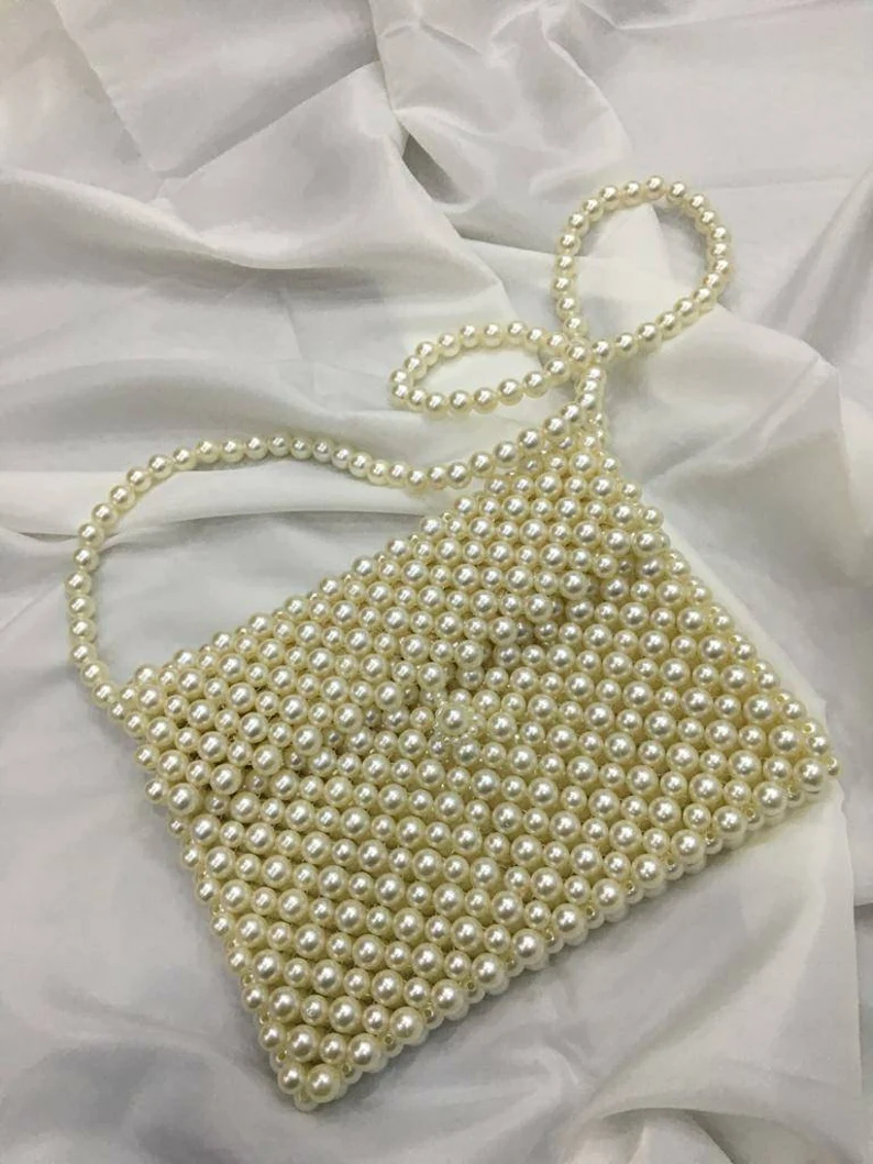 Handmade Bag,Pearl Beade Wedding Bag,Valentine’s Day…
