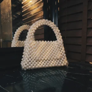 Pearl Bag, Wedding Handbag, Evening bag, Beaded Handbag, Gift For Her, Vintage Bag, Pearl Beaded Handbag, Bridal Bag, Bead Purse Pearl