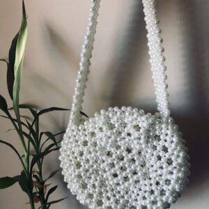 Pearl Bead Bag, Pearl Purse, Pearl Bag, White Evening Bag, Gift For Her, Vintage Bag, Faux Pearl Shoulder Bag, Women Handbags, Handmade Bag