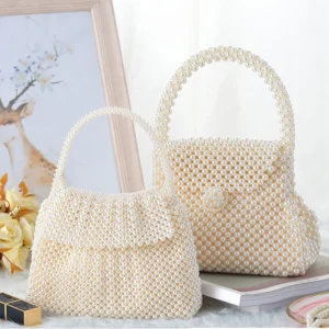 Pearl bag – Pearl bead bag – Handmade Bead Bag – Wedding bag – Gift for Valentine – Luxury Handbag – Vintage Style Pearl Bag