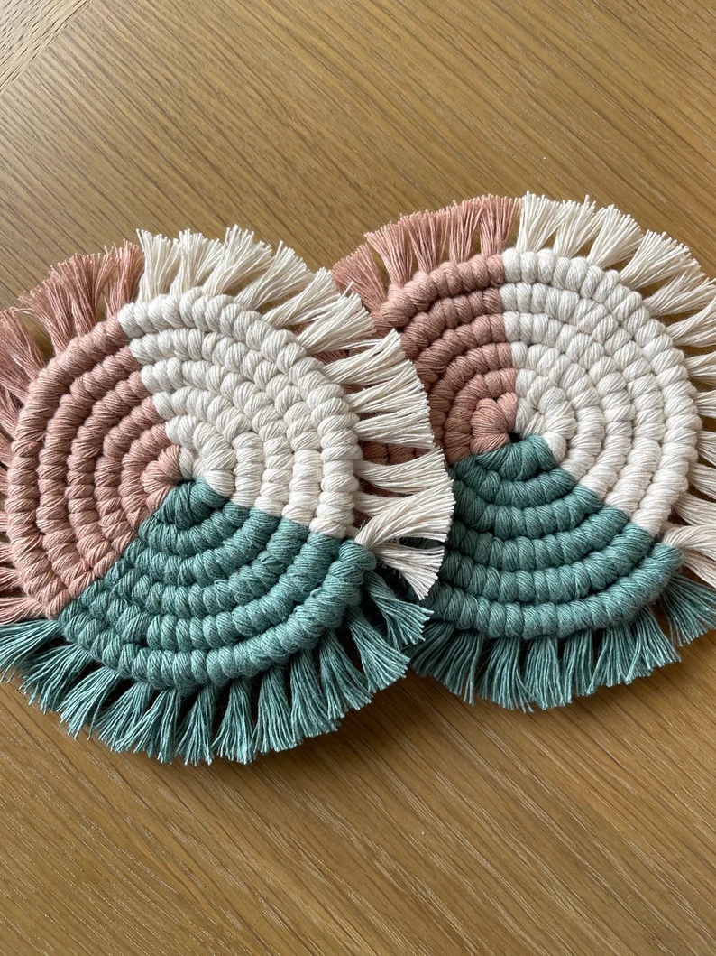 Set of 2 Gorgeous handmade macrame coasters