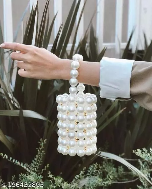 Luxury White Pearl Purses Potli Hand Bag
