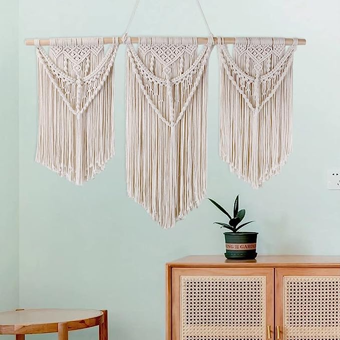 THE TOP KNOTT Large Macrame Wall Hanging, Boho Macrame Wall Decor, Woven Macrame Tapestry Art Decorations for Bedroom, Living Room, 43″x32″ (LARG07)