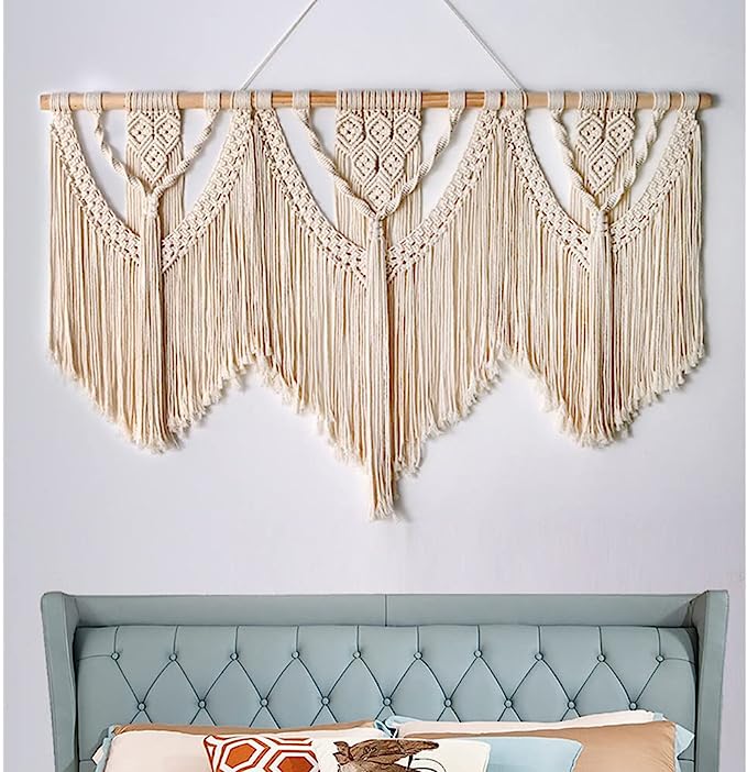 THE TOP KNOTT Large Macrame Wall Hanging, Boho Macrame Wall Decor, Woven Macrame Tapestry Art Decorations for Bedroom, Living Room, 43″x32″ (LARG06)