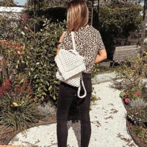 THE TOP KNOTT Stylish Handmade Macrame Sling Bags For Women’s macrame hand bag full size Beige ( bag014)