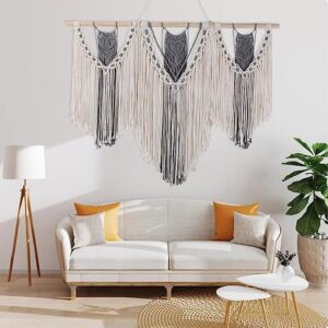 THE TOP KNOTT Large Macrame Wall Hanging, Boho Macrame Wall Decor, Woven Macrame Tapestry Art Decorations for Bedroom, Living Room, 43″x32″ (LARG05)