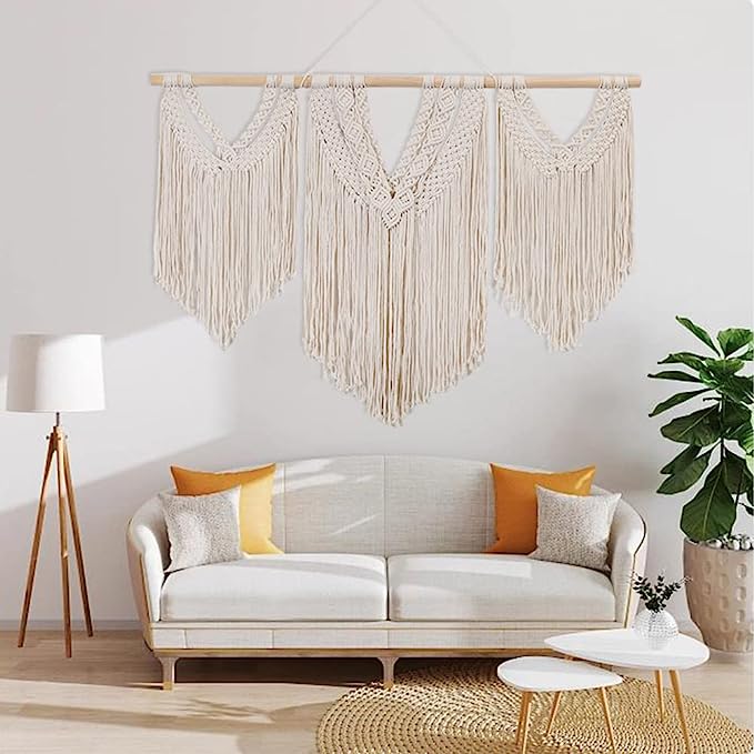 THE TOP KNOTT Large Macrame Wall Hanging, Boho Macrame Wall Decor, Woven Macrame Tapestry Art Decorations for Bedroom, Living Room, 43″x32″ (LARG08)