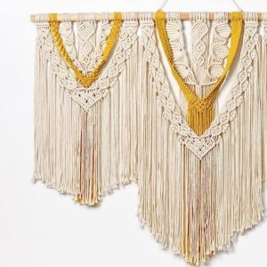 THE TOP KNOTT Large Macrame Wall Hanging, Boho Macrame Wall Decor, Woven Macrame Tapestry Art Decorations for Bedroom, Living Room, 43″x32″ (LARG01)