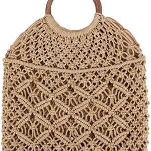 THE TOP KNOTT Stylish Handmade Macrame Sling Bags For Women’s macrame hand bag full size Beige ( bag005)
