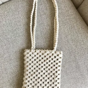 THE TOP KNOTT Stylish Handmade Macrame Sling Bags For Women’s macrame hand bag full size Beige ( bag021