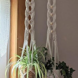 The Top Knott Cotton Hanging Planter for Balcony, Living Area Indoor White