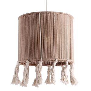 The Top Knott Macrame Woven hanging light Shade, Light Brown Cotton Pendant Light